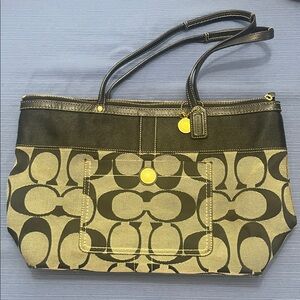 Coach Signature Black and Gray Patterned Tote